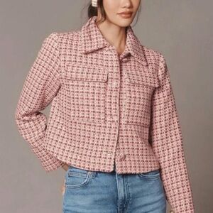 MAEVE x ANTHROPOLOGIE Boxy Tweed Blazer Jacket